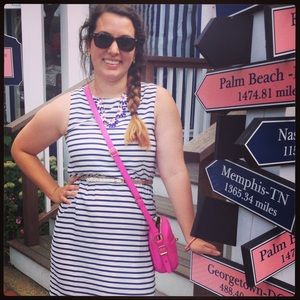 J Crew Bright Pink Leather Crossbody